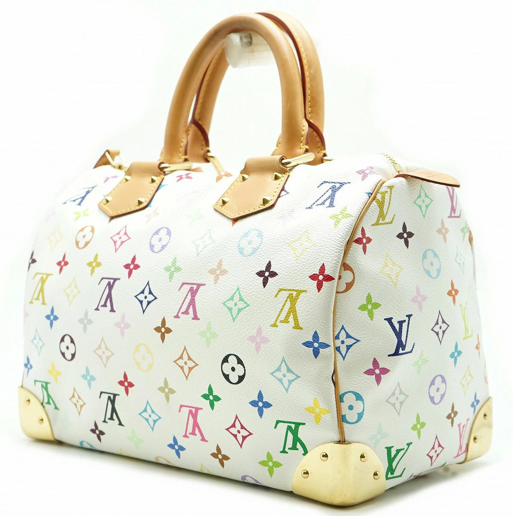 Louis Vuitton Multicolor Bag Monogram Boston Speedy Handbag Blanc White